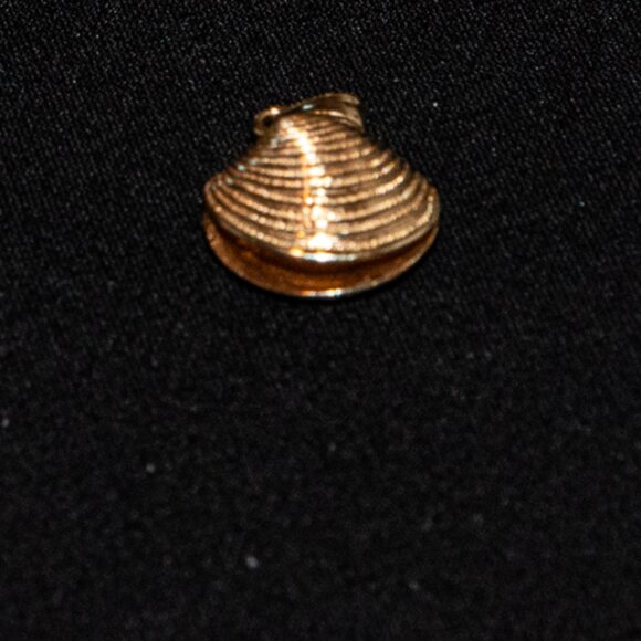 14K Yellow Gold Open Clam shell Pendant/Charm - Picture 3 of 3